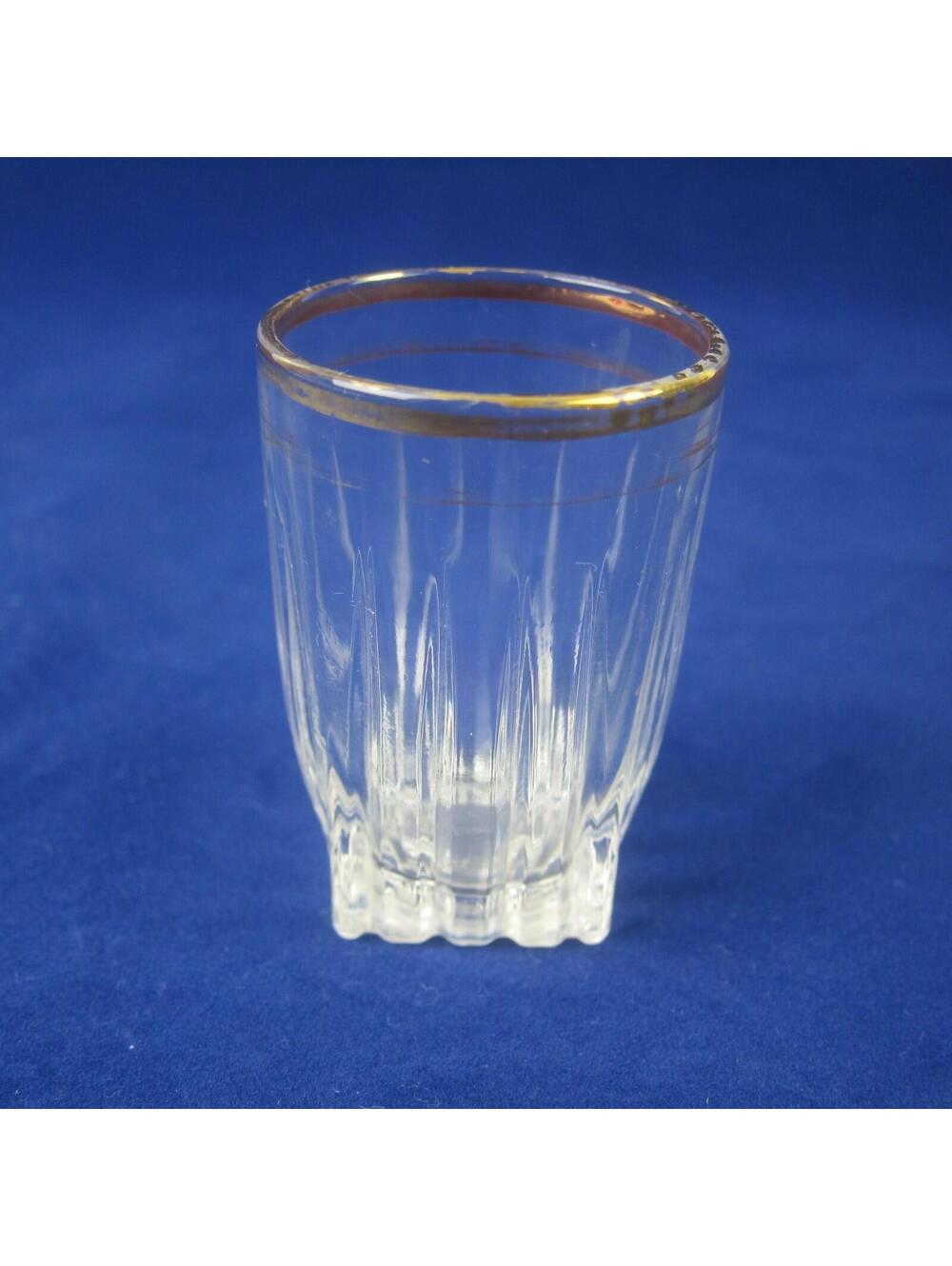 Vintage Federal Glass Park Avenue Square Base Shot Glass Gold Rim Mid-Century